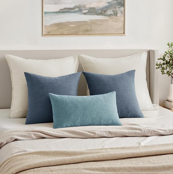 MIULEE Dark Grey Blue Chenille Couch Throw Pillow Covers, 18x18 | Set of 2 - Image 7