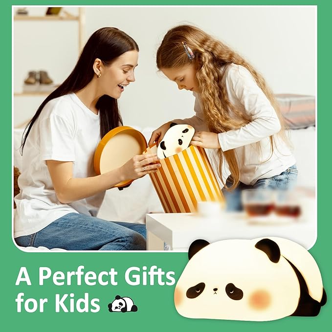 Attivolife Panda Night Light, Cute Animal Squishy Silicone Touch Lamp, Rechargeable Dim Timer LED Nightlight, Feeding Room Bedside Decor, Best Birthday Gifts for Women Girlfriend