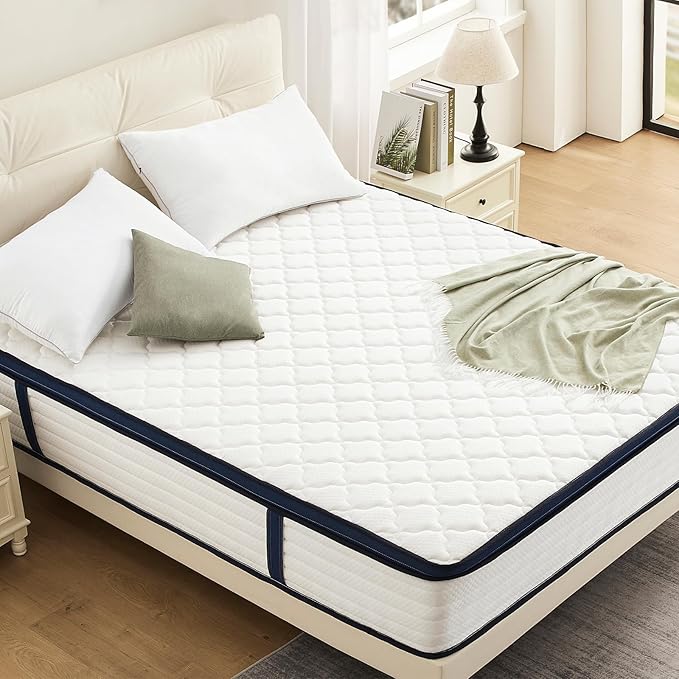 Queen Mattress 14 Inch Queen Size Mattresses - Memory Foam & Pocket Coils Springs, Pressure Relief, Medium Firm Comfort, Motion Isolation, Ideal for All Sleep Positions, CertiPUR-US Certified