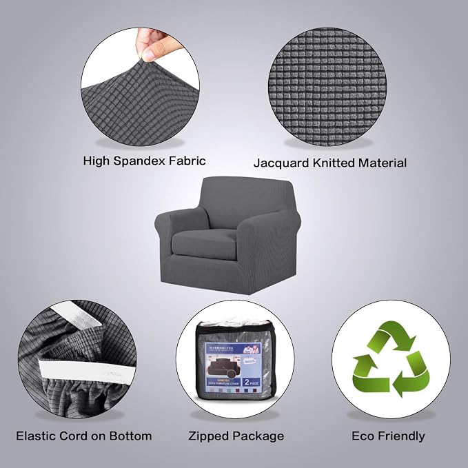 H.VERSAILTEX 2 Piece Chair Cover Stretch Furniture Cover/Armchair Protector - Image 4