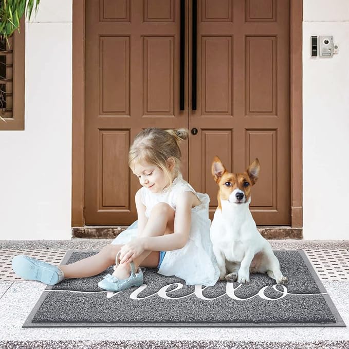Grey Door Mat Welcome Mats Outdoor Indoor Doormat - Image 2