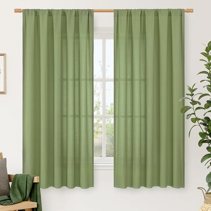 Light Filtering Linen Curtains 63 inches Long by LAMIT