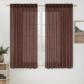 MIULEE Chocolate Brown Linen Curtains 52x54 Inch Long 2 Panels by MIULEE