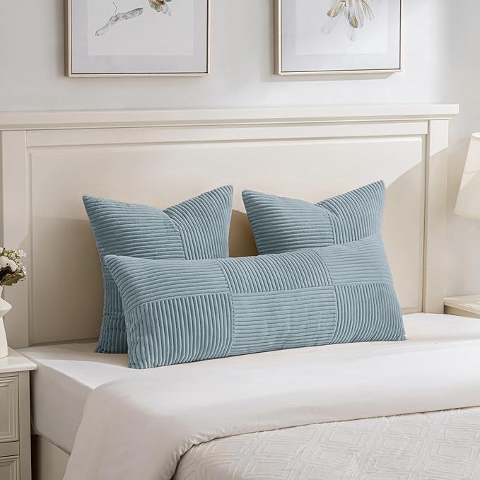 Fancy Homi Set of 2 Light Blue Big Decorative Throw Pillow Covers 24x24 Inch - Image 5