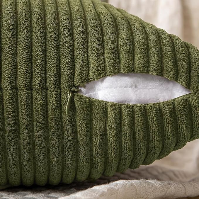 MIULEE Olive Green Decorative Lumbar Throw Pillow Covers 12x20 Inch 2 Pack | - Image 6