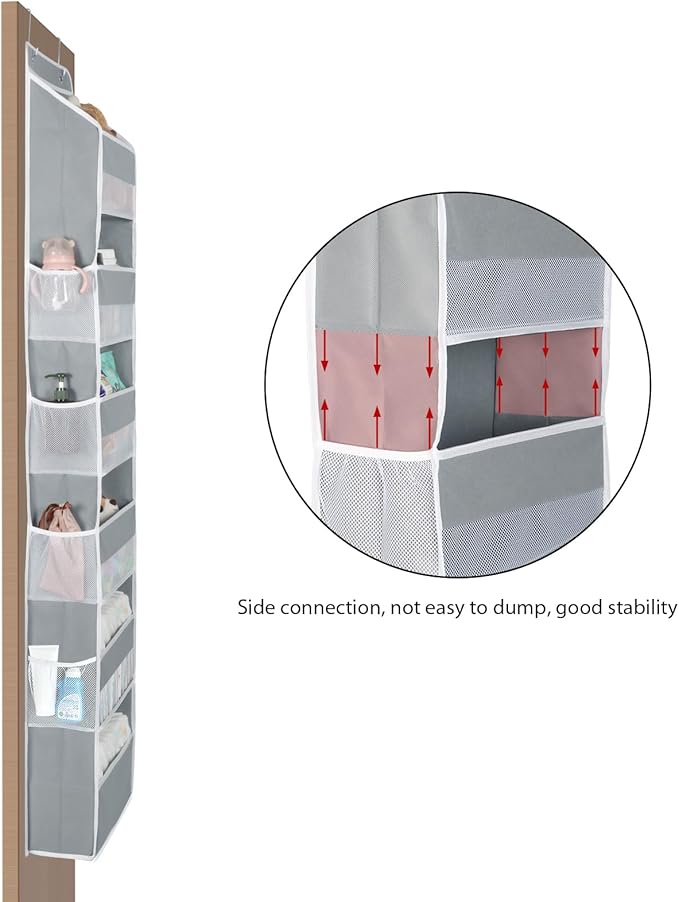 Univivi Door Hanging Organizer Nursery Closet Cabinet Baby Storage with 6 Large Compartments and 8 Side Pockets for Cosmetics, Toys and Sundries