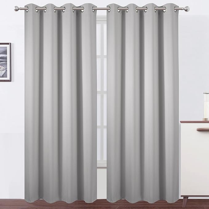 Blackout Curtains 66 x 95 inch/Light Grey Curtains Set of 2 Panels/Thermal by Lemomo