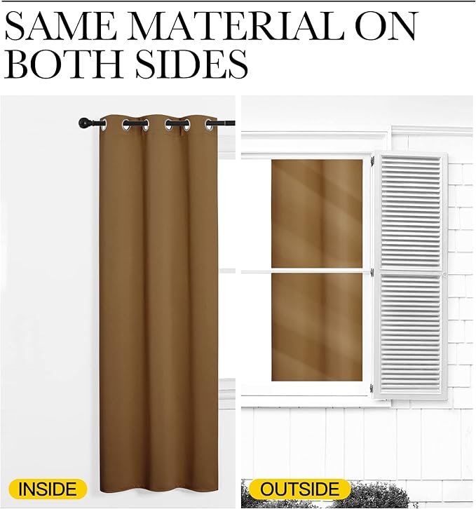 NICETOWN Gold Brown Sleek Blackout Curtains 48 inches Length - Image 5