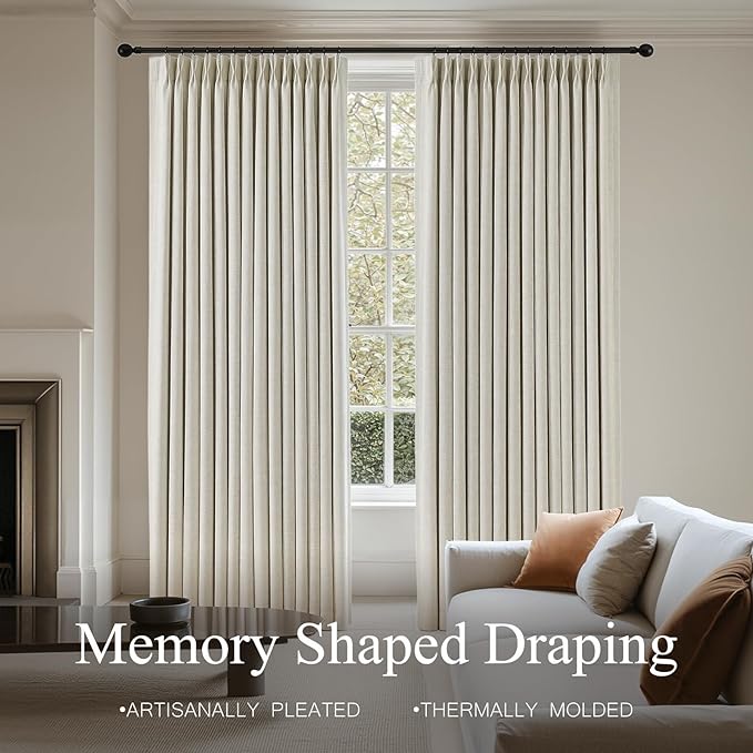 100% Blackout Pinch Pleated Linen Curtains 94 Inches Long - Image 8