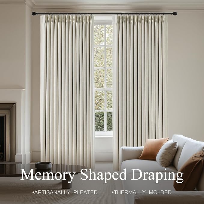 Pinch Pleated Linen Curtains 100% Blackout 84 Inches Long - Image 6