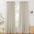 RYB HOME Semi Sheer Curtains for Sliding Glass Door Linen Texture Sheer Curtains by RYBHOME