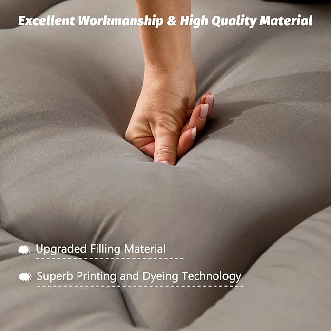MAXYOYO Japanese Floor Mattress Futon Mattress, Thicken Tatami Mat Sleeping Pad Foldable Roll Up Mat for Boys Girls Dormitory Kids Floor Bed, Charcoal Grey, Twin
