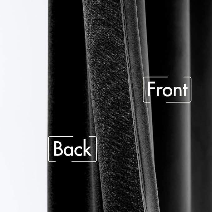 MIULEE Black Velvet Curtains 52x72 inches 2 Panels Luxury Blackout Curtains | - Image 6