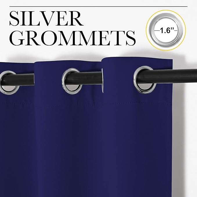 NICETOWN Blackout Curtain Panels, Window Treatment Energy Saving Thermal Insulated Solid Grommet Blackout Drapes/Draperies (Royal Blue, 1 Pair, 34 by 84-inch)