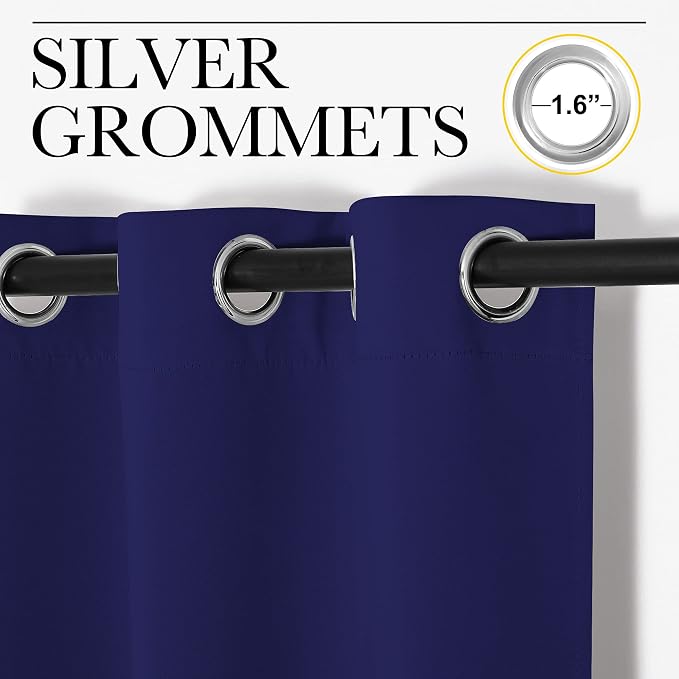 NICETOWN Navy Blue Blackout Curtains 102 inches Length - Image 2