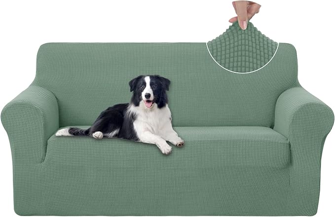 U-NICE HOME Oversized Stretch Loveseat Couch Cover, Cyan | 2 Cushion Sofa by U-NICEHOME