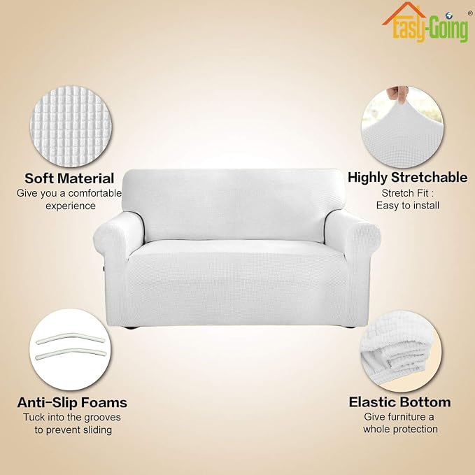 Easy-Going Stretch Oversized Sofa Couch Slipcover Washable Snow White | 1-Piece - Image 3