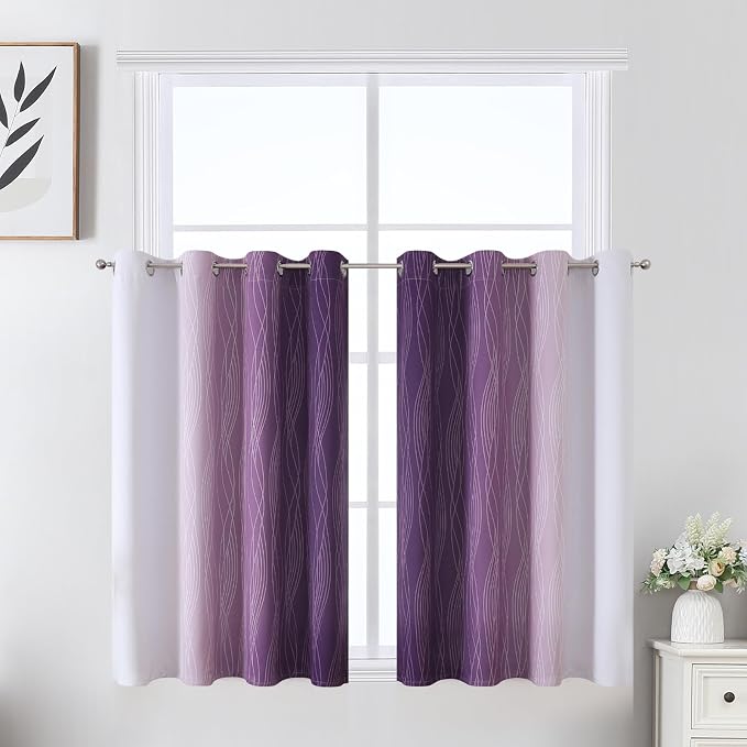 Purple and Greyish White Ombre Blackout Curtains - Image 2
