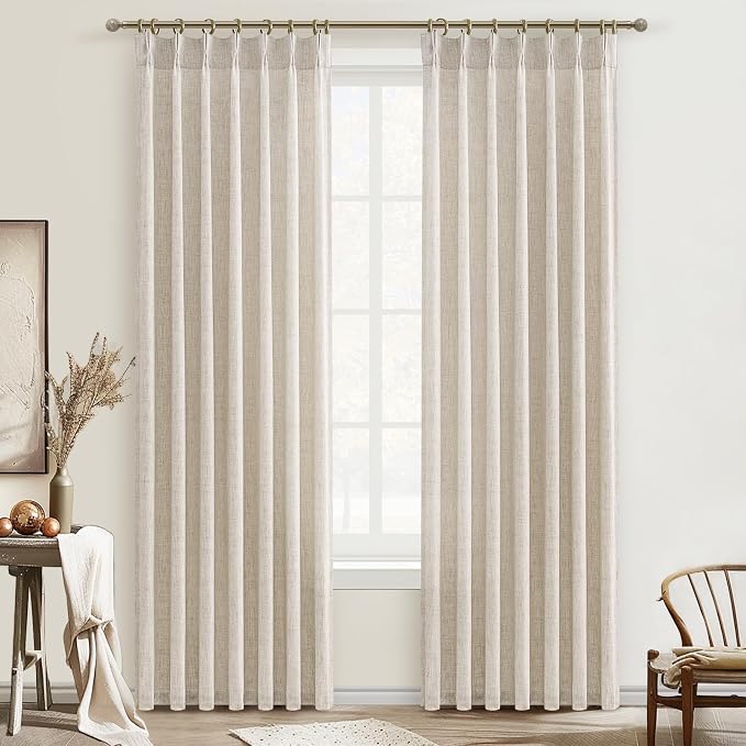 Custom Natural Linen Pinch Pleated Room Divider Curtains 78 Inches Long 2 by PleatedDrapes