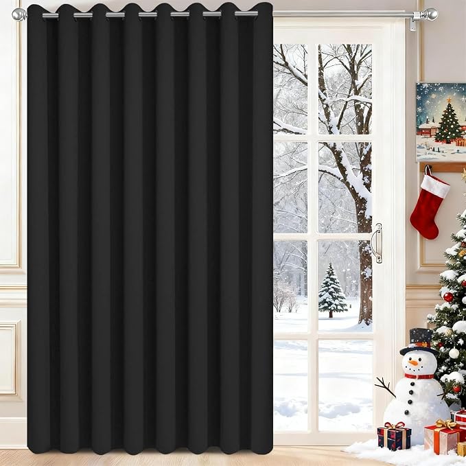 Yakamok Black Room Darkening Curtains 84 inch Sliding Door Drapes | 1 by Yakamok