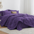 Love's cabin Queen Comforter Set Purple, 7 Pieces Queen Bed in a Bag, All Season Bedding Sets with 1 Comforter, 1 Flat Sheet, 1 Fitted Sheet, 2 Pillowcase and 2 Pillow Sham