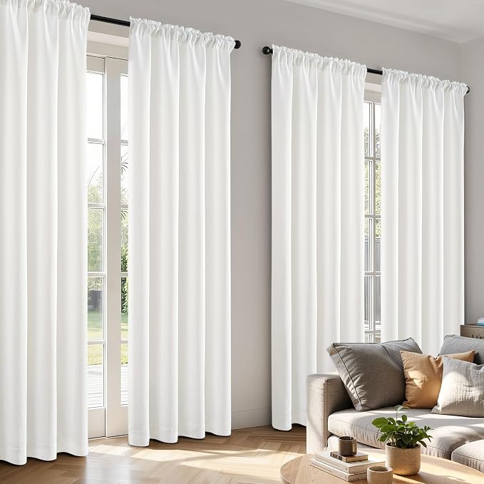 MIULEE 84 Inch Length Natural Blackout Bedroom Curtains Set of 4 | Thermal - Image 2