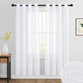 RYB HOME Sheer Curtains 72 inchs Long - Grommet Semi Sheer Curtains, Privacy Linen Textured Drapes for Bedroom Living Room Dining Balcony Bathroom, 52 inches Width x 72 inches Length, 1 Pair