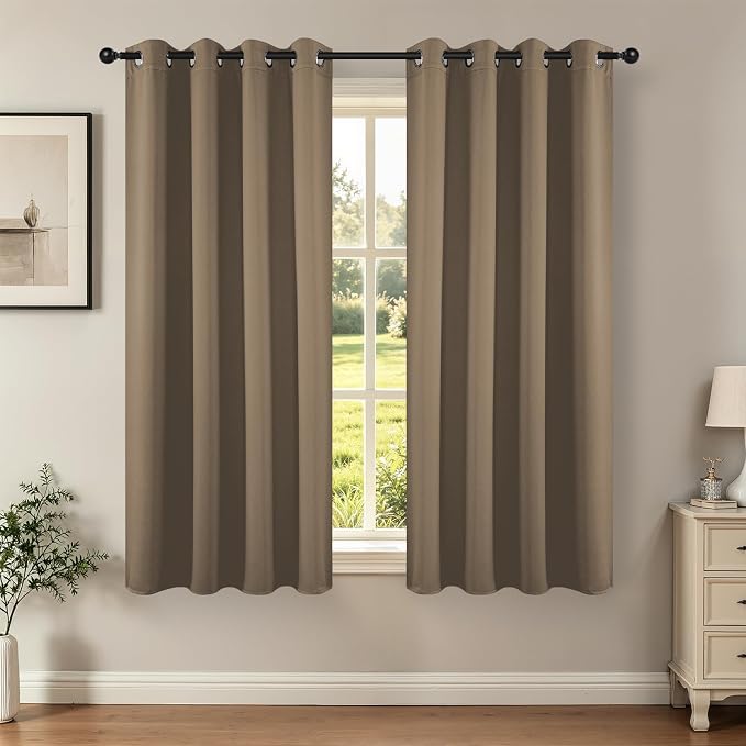 Joydeco Blackout Curtains 63 Inch Length 2 Panels Set, Thermal Insulated Long by JOYDECO
