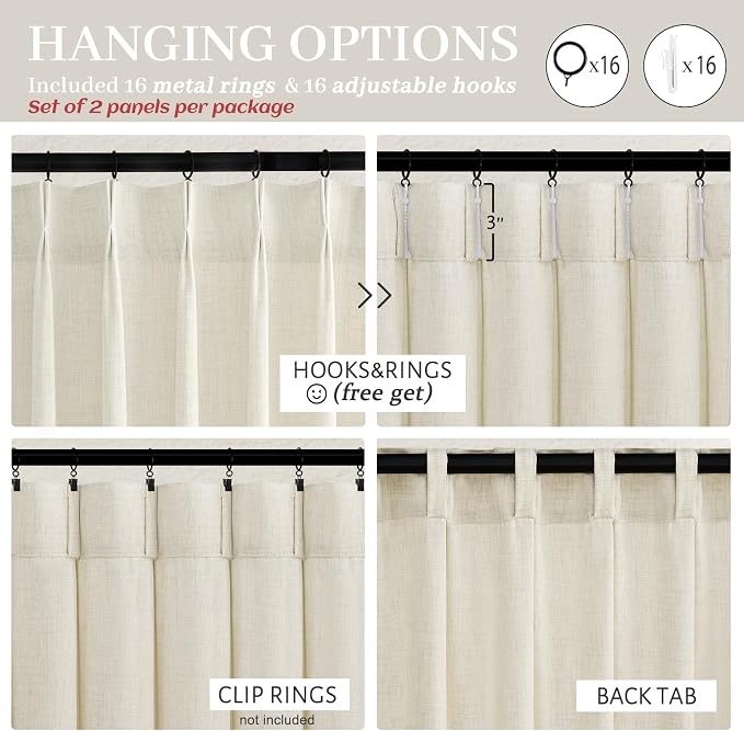 Light Filtering Thick Linen Viral Curtains 102 Inches Long - Image 4