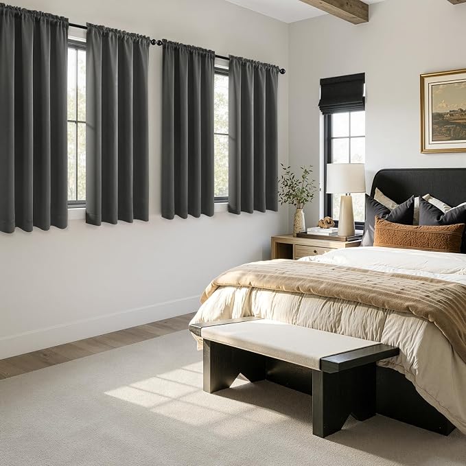 MIULEE Dark Grey Blackout Curtains 4 Panels Set 72 Inch Length Bedroom | - Image 2