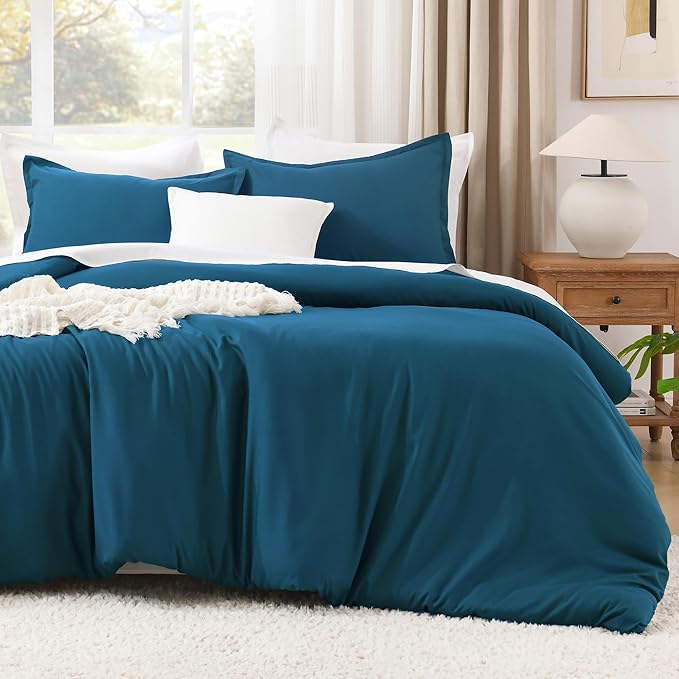 Litanika Teal Comforter Full Size, 3 Pieces Turquoise Lightweight Solid Bedding Comforter Set, All Season Fluffy Bed Set (79x90In Comforter & 2 Pillowcases)