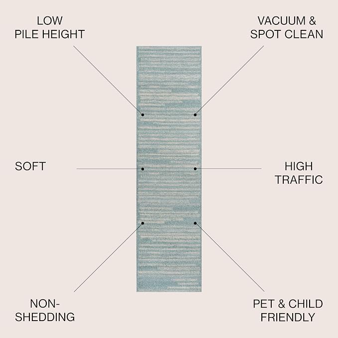 JONATHAN Y Khalil Modern Berber Stripe Turquoise/Cream Runner Rug, Contemporary - Image 3