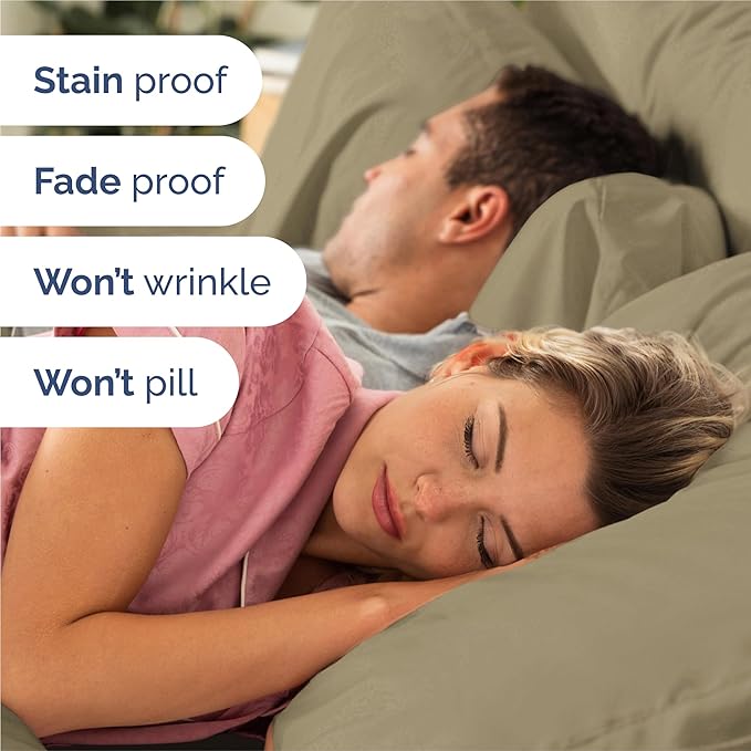 Split King 7 Piece Sheet Set - Comfy Breathable & Cooling - Ultra-Soft Hotel Luxury Bedding Set w/ 8-16 Inch Deep Pockets - 1 Flat & 2 Fitted Sheet & 4 Pillowcases - Wrinkle Free & Easy Care - Khaki