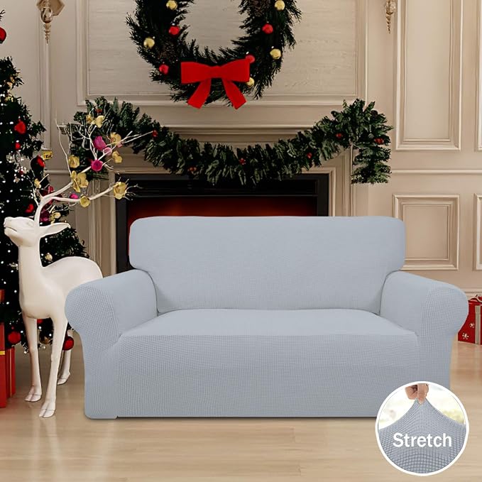 Easy-Going Stretch Loveseat Couch Covers Washable Silver Gray | 1-Piece - Image 2