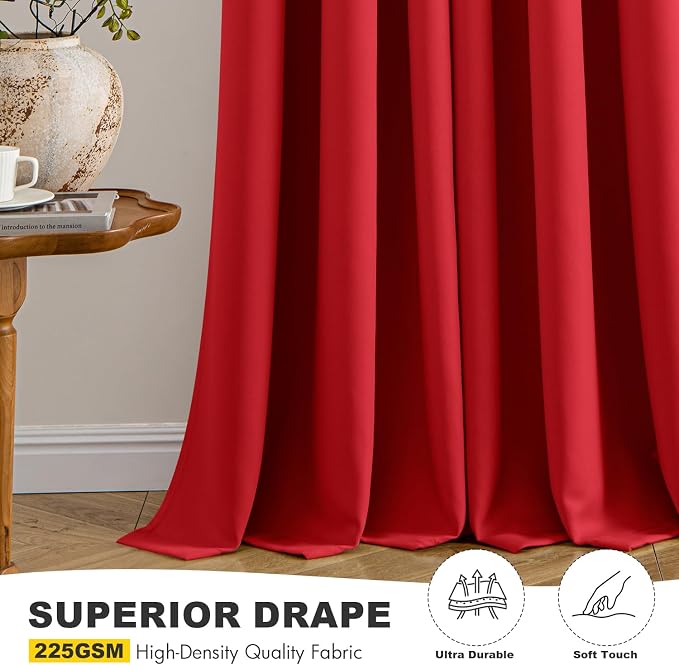 MIULEE Blackout Curtains for Bedroom 2 Panels 40x90 Inch Long Christmas Red | - Image 5