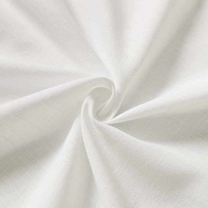 Off White Cafe Curtains 54 Inch Length Set 2 Panel Back Tab Pocket Semi Sheer - Image 6