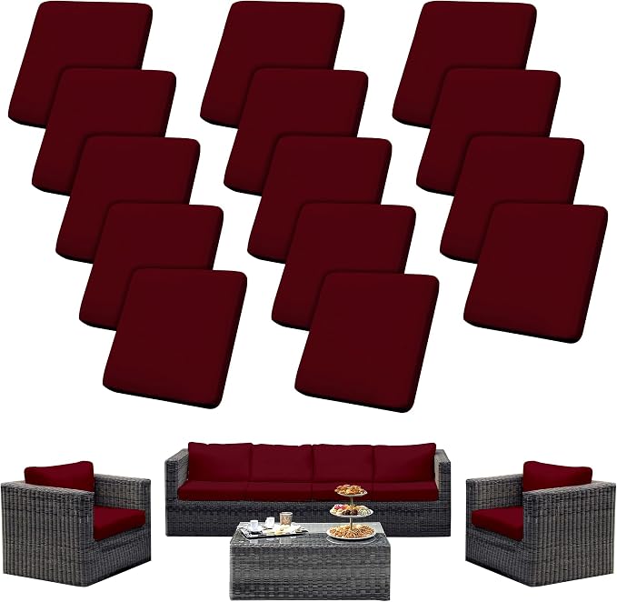 14PCS Patio Cushion Covers, Patio Furniture Couch Seat Slipcovers | Washable by SUKAIKEQA