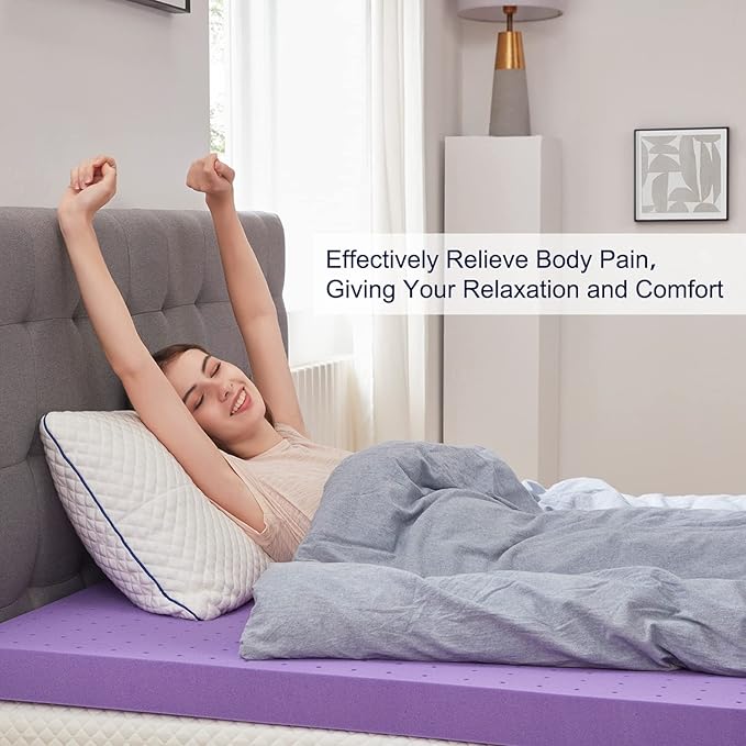 SINWEEK 4 Inch Gel Memory Foam Mattress Topper Ventilated Soft Pressure Relieve Mattress Pad, Breathable Bed Topper, CertiPUR-US Certified, Queen Size