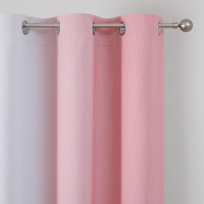 Pink and Greyish White Ombre Blackout Curtains - Image 4