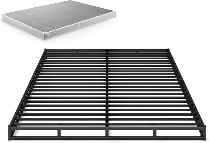 ZINUS Quick Lock Metal Smart Box Spring, 4 Inch Mattress Foundation, Strong Metal Structure, Easy Assembly, Queen White, Hassle & Headache Free