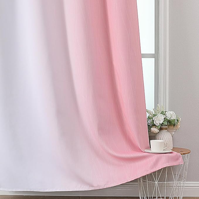 Pink and Greyish White Ombre Blackout Curtains - Image 6