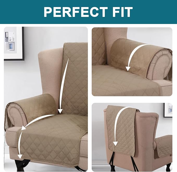 Turquoize 100% Waterproof Wing Chair Cover Wing Armchair Slipcovers Chair Couch - Image 5