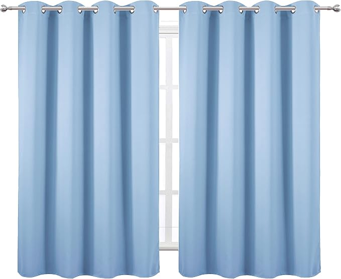 Blackout Curtains 52 x 45 inch/Sky Blue Curtains Set of 2 Panels/Thermal - Image 2