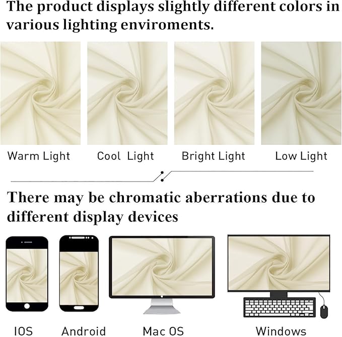 Cream Sheer Curtains 72 Inches Long 2 Panels, Light Filtering Curtains - Image 6