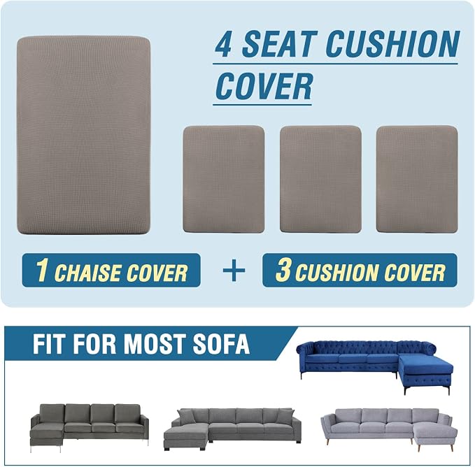 H.VERSAILTEX Sectional Couch Covers 4 Pieces Sofa Seat Cushion Covers L Shape - Image 8