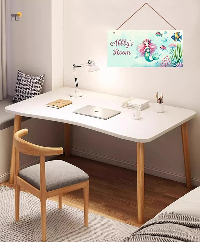 Personalized Sign Mermaid Wall Art Décor For Kids Room Custom Name Door Decor, Ocean Theme Nursery Art Plate For Girls Room Boys Bedroom Garden