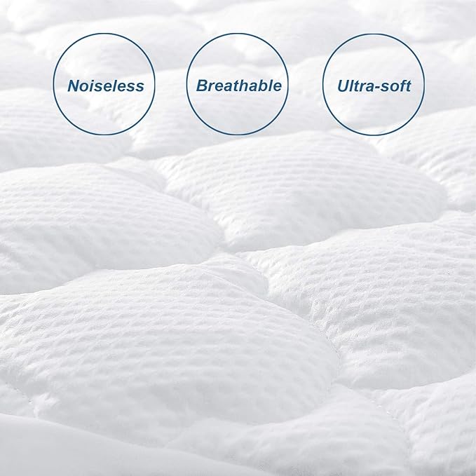 Twin XL Air Mattress Topper, Mattress Topper Twin XL Mattress Pad, Super Soft Breathable and Noiseless Down Alternative Fiber Pillow Top Mattress Pad (15-23'' Deep Pocket)