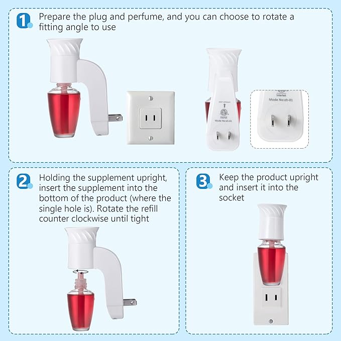 4 Pack Wall Fragrance Plug in Compatible with Bath and Body Works WallFlower Fragrances, ETL Certified, Rotatable, Precise Scent Control Fragrance Diffuser Plug for Home, Office (White)