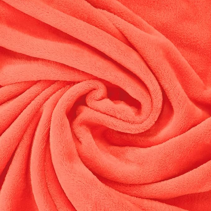 Exclusivo Mezcla Extra Large Fleece Throw Blanket for Couch, Sofa, 300GSM Super Soft and Warm Blankets, Coral Orange Throw All Season Use, Cozy, Plush, Lightweight, 50x70 Inches