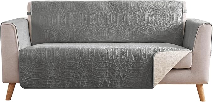 Cool Gray Loveseat Covers for 2 Cushion Couch, Water-Repellent Covers for Sofa by Pamhaven